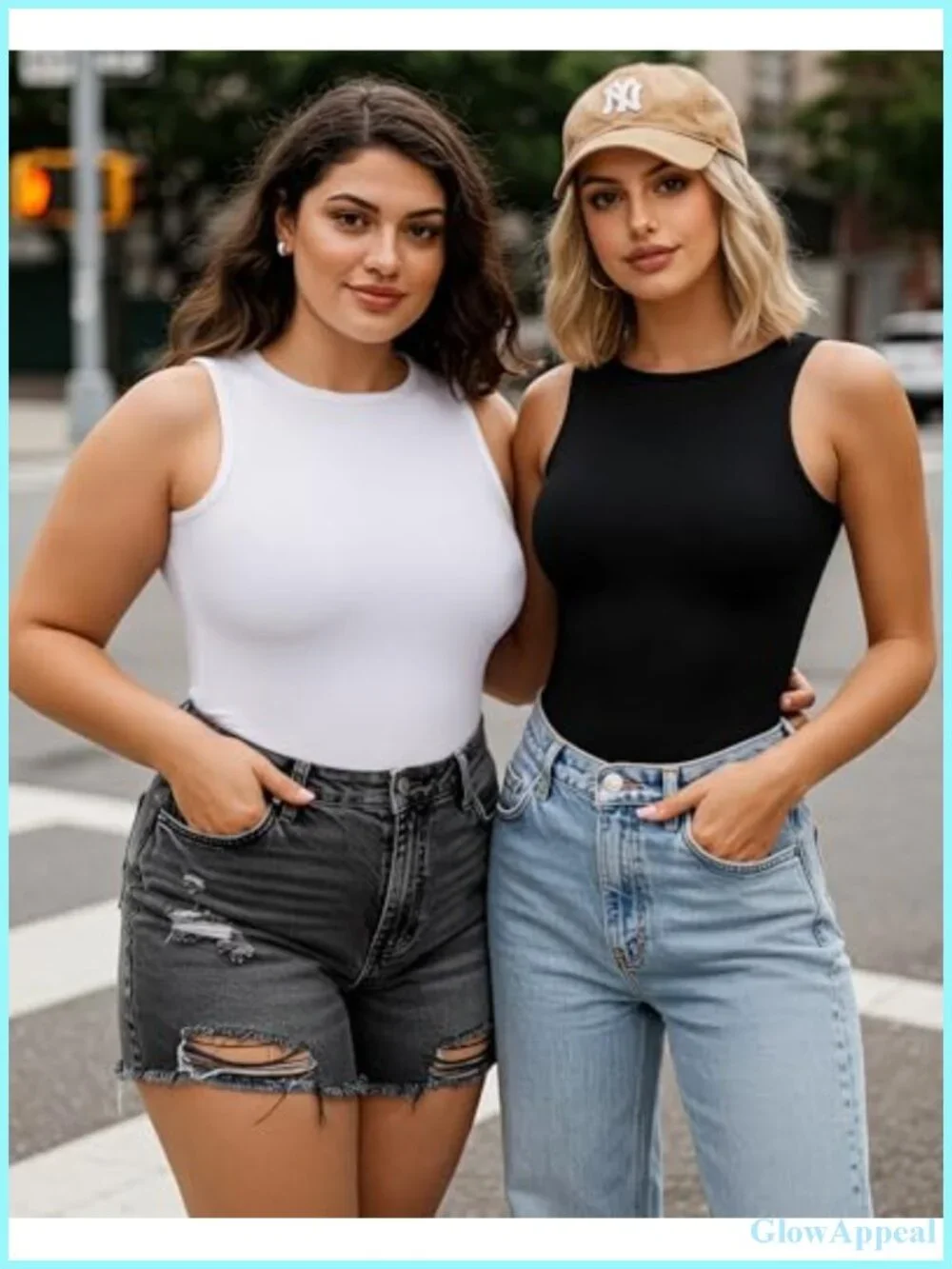 Women's Sleeveless Ribbed Bodysuit Racerback Halter Snap Closure